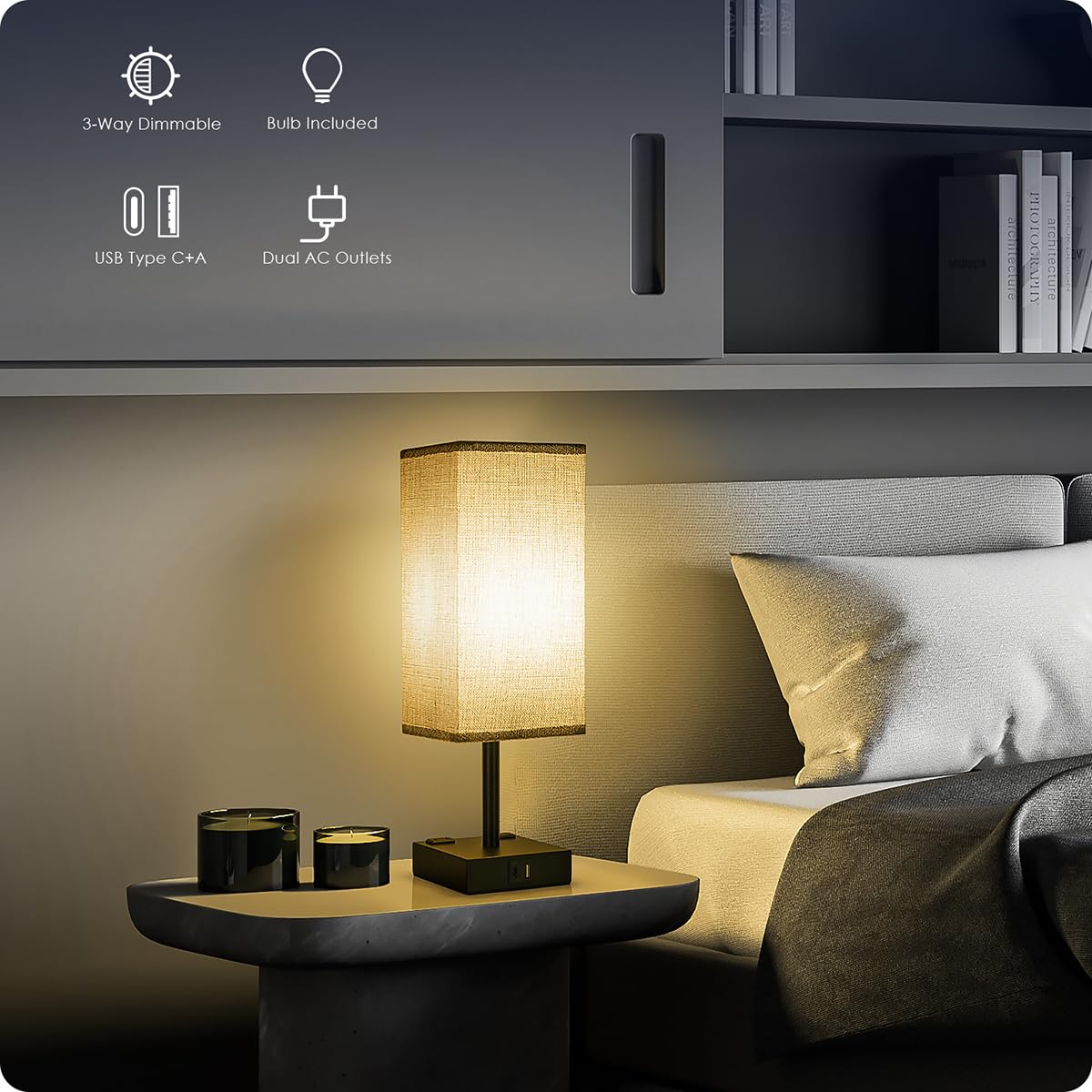 Soilsiu 3-way dimmable touch lamp for effortless brightness control.