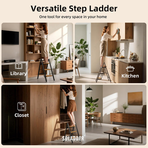 Soladder 3-step ladder helps access closet shelves safely