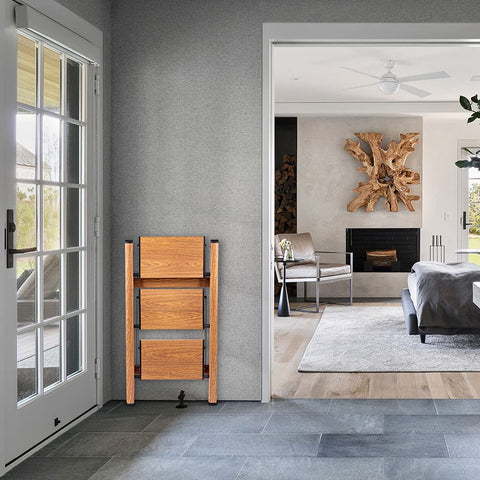 Soladder collapsible ladder transitions smoothly from shelf to countertop tasks.