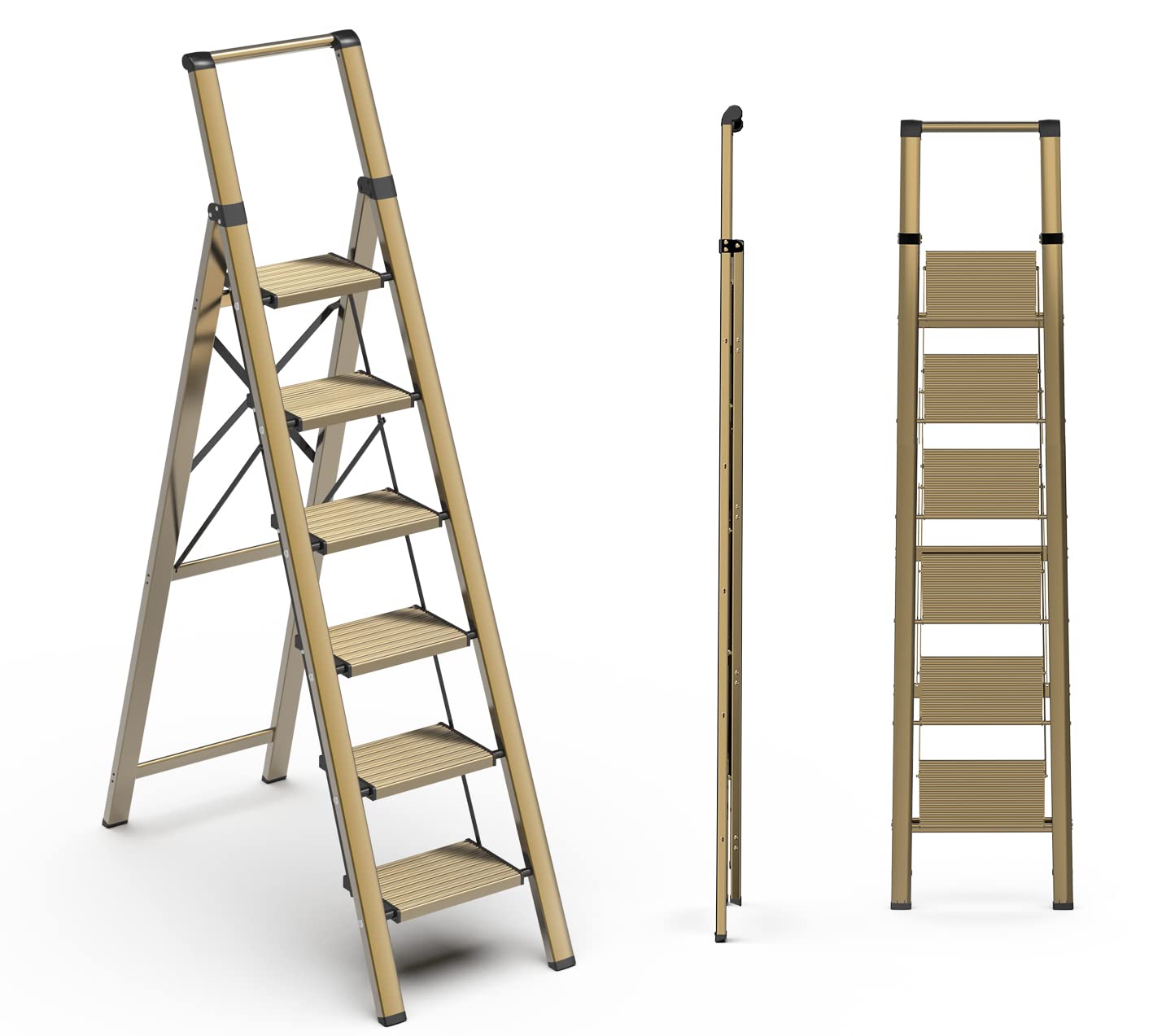 Soladder 6-step ladder folded slim profile for easy storage