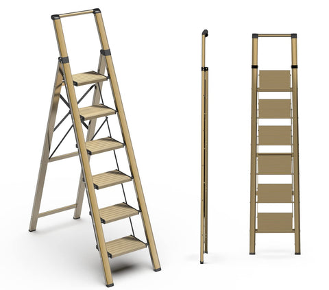 Soladder 6-step ladder folded slim profile for easy storage