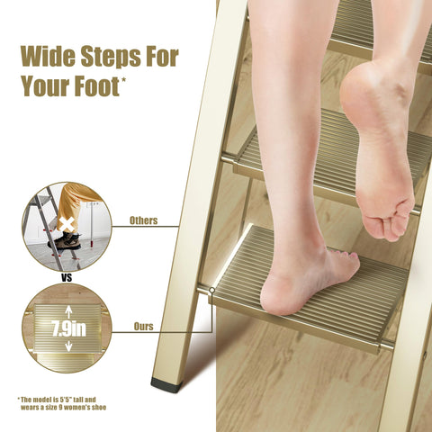 Soladder 6-step ladder wide 7.9-inch steps for secure footing