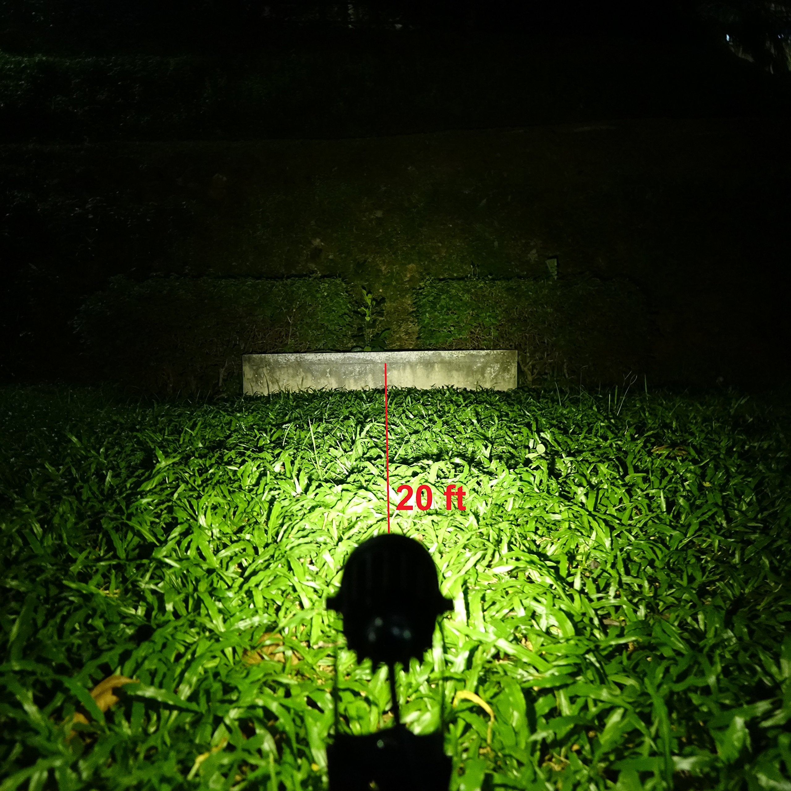 Solar Light Mart MINI 50X garden setup showing warm downlight ambiance