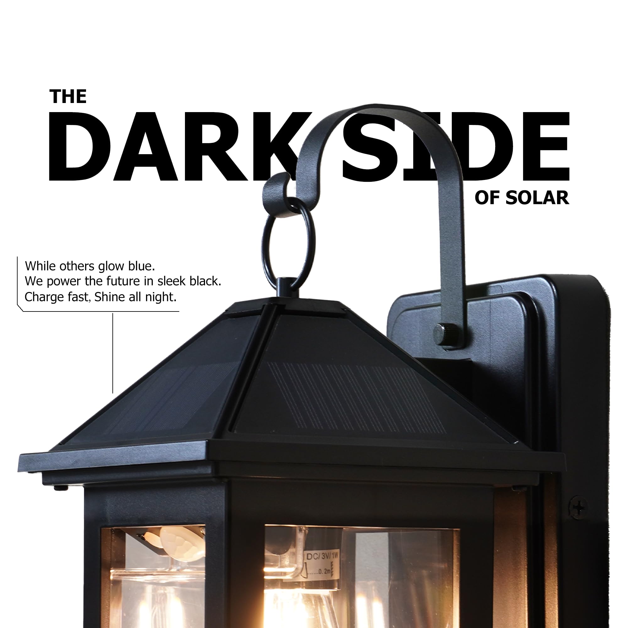 Solar Outdoor Wall Light 2 Pack mounted on fence provides dusk-to-dawn visibility