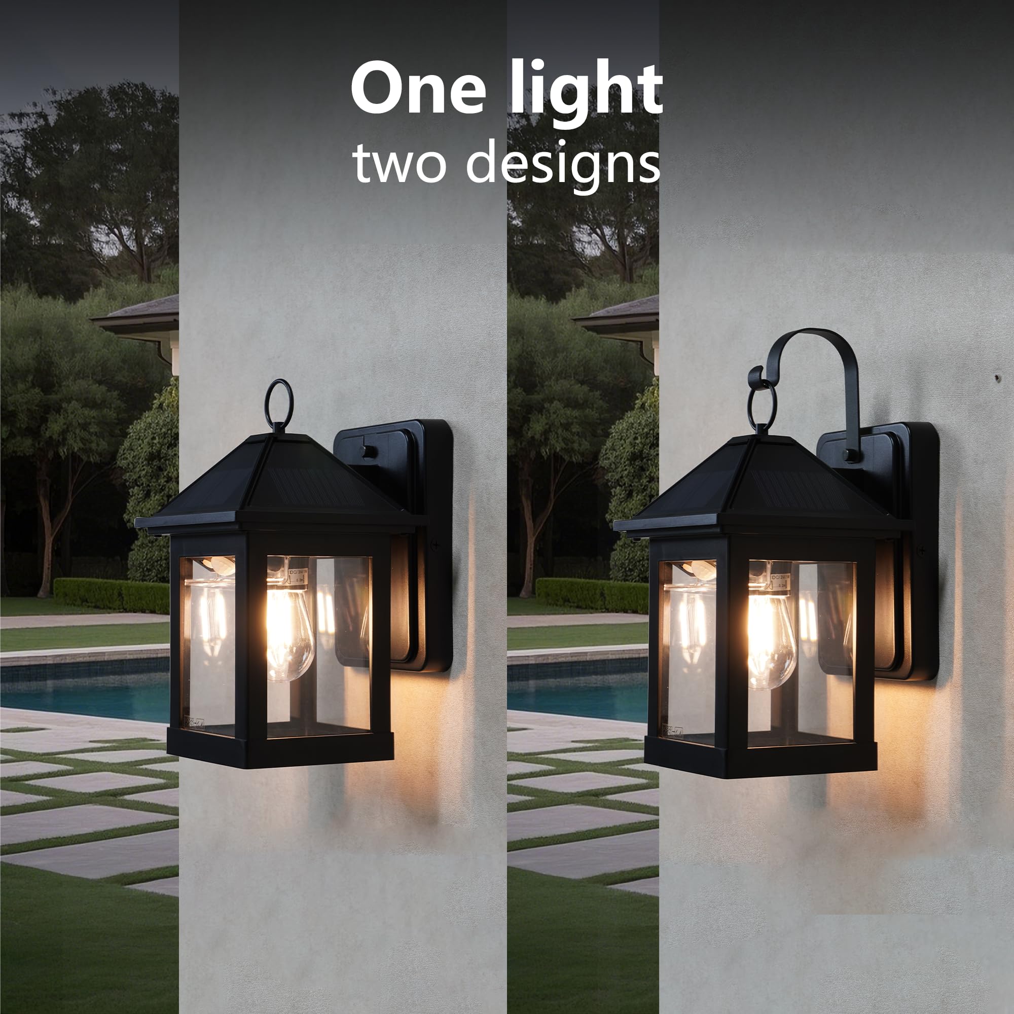 Solar Outdoor Wall Light 2 Pack uses motion sensing for responsive lighting
