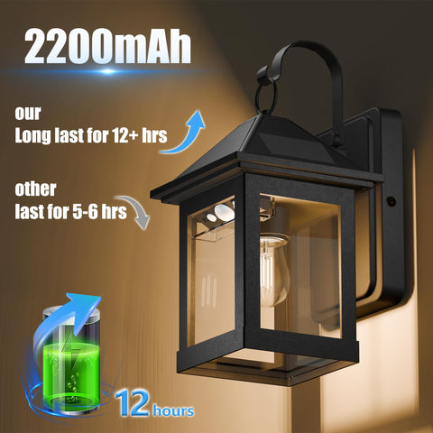 Solar Outdoor Wall Light 2 Pack on porch enhances evening entryway safety