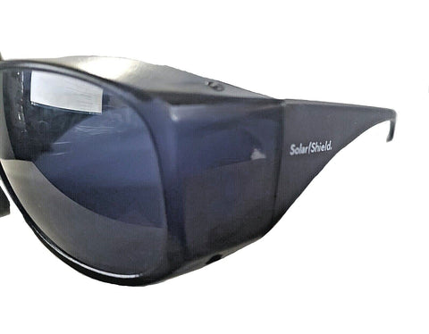 Solar Shield fits-over sunglasses angled view highlighting lightweight, impact-resistant lenses.