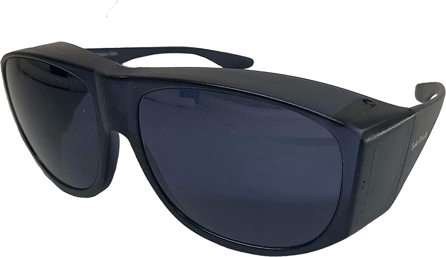 Solar Shield fits-over sunglasses front view with UV protection and comfortable fit.