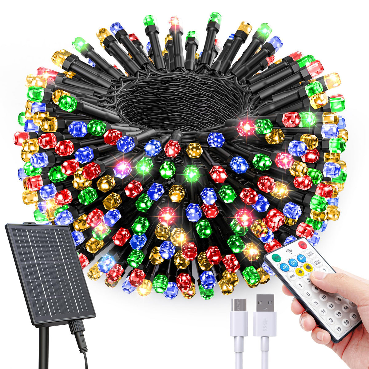 SOLARBABY outdoor Christmas lights provide a bright 142ft multicolor glow.