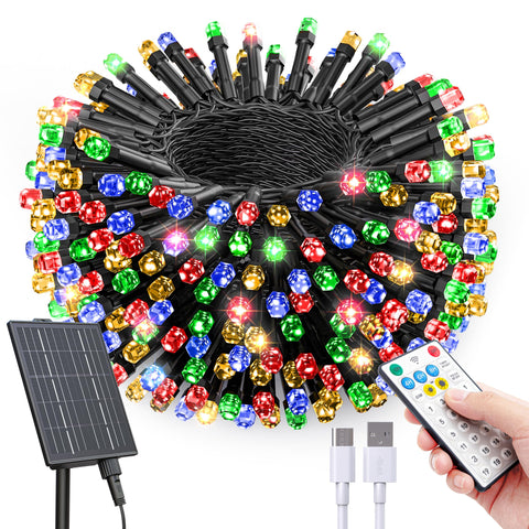 SOLARBABY outdoor Christmas lights provide a bright 142ft multicolor glow.