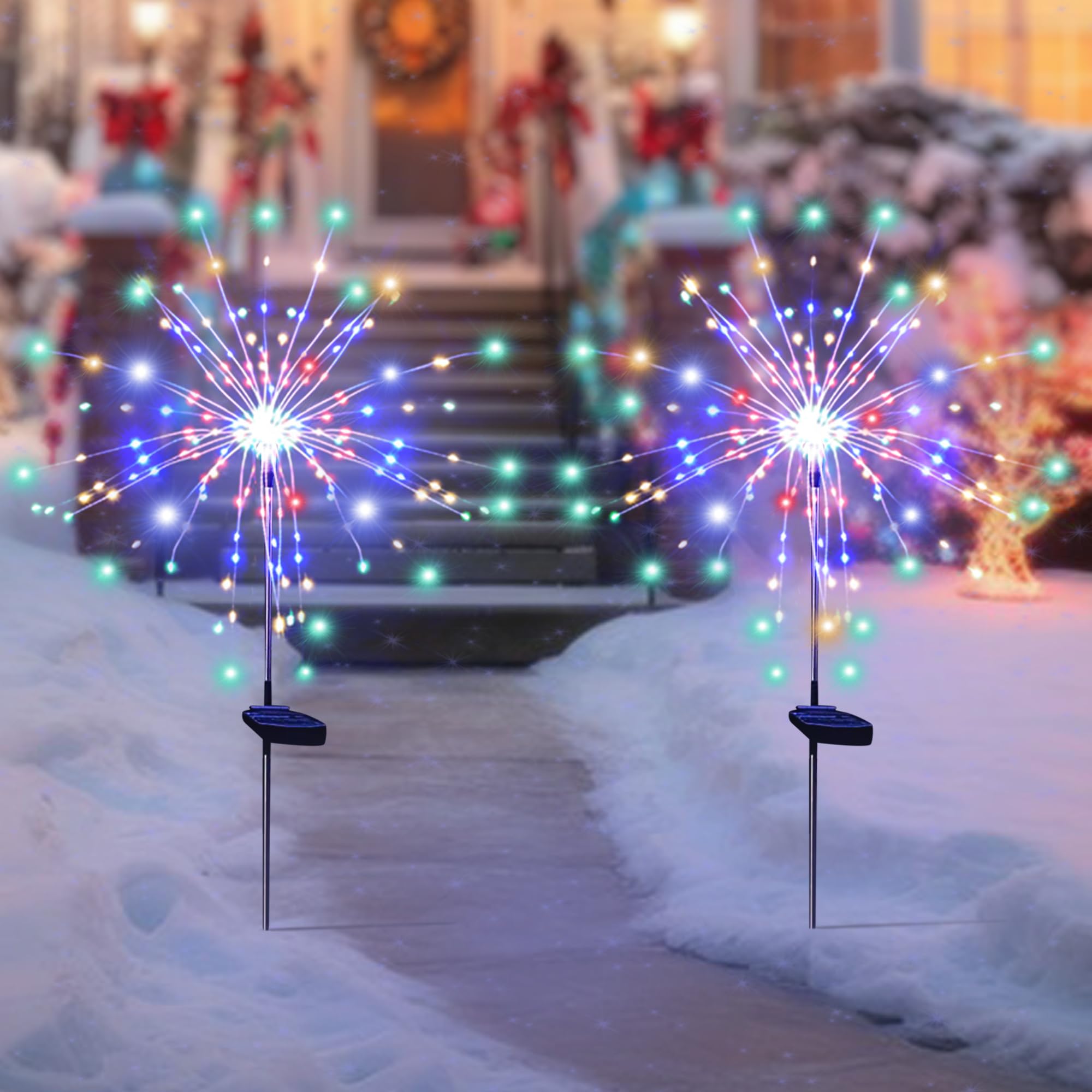 SolarEra firework stake lights illuminate garden paths with 120 LEDs