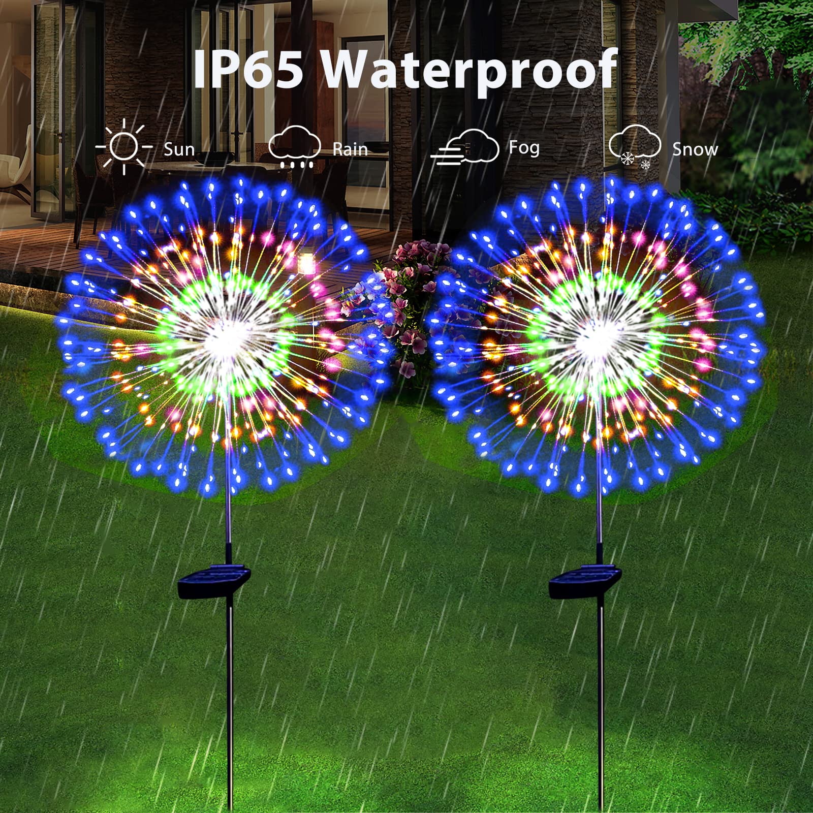SolarEra twinkle stake yard lighting adds vertical sparkle to lawns at night.