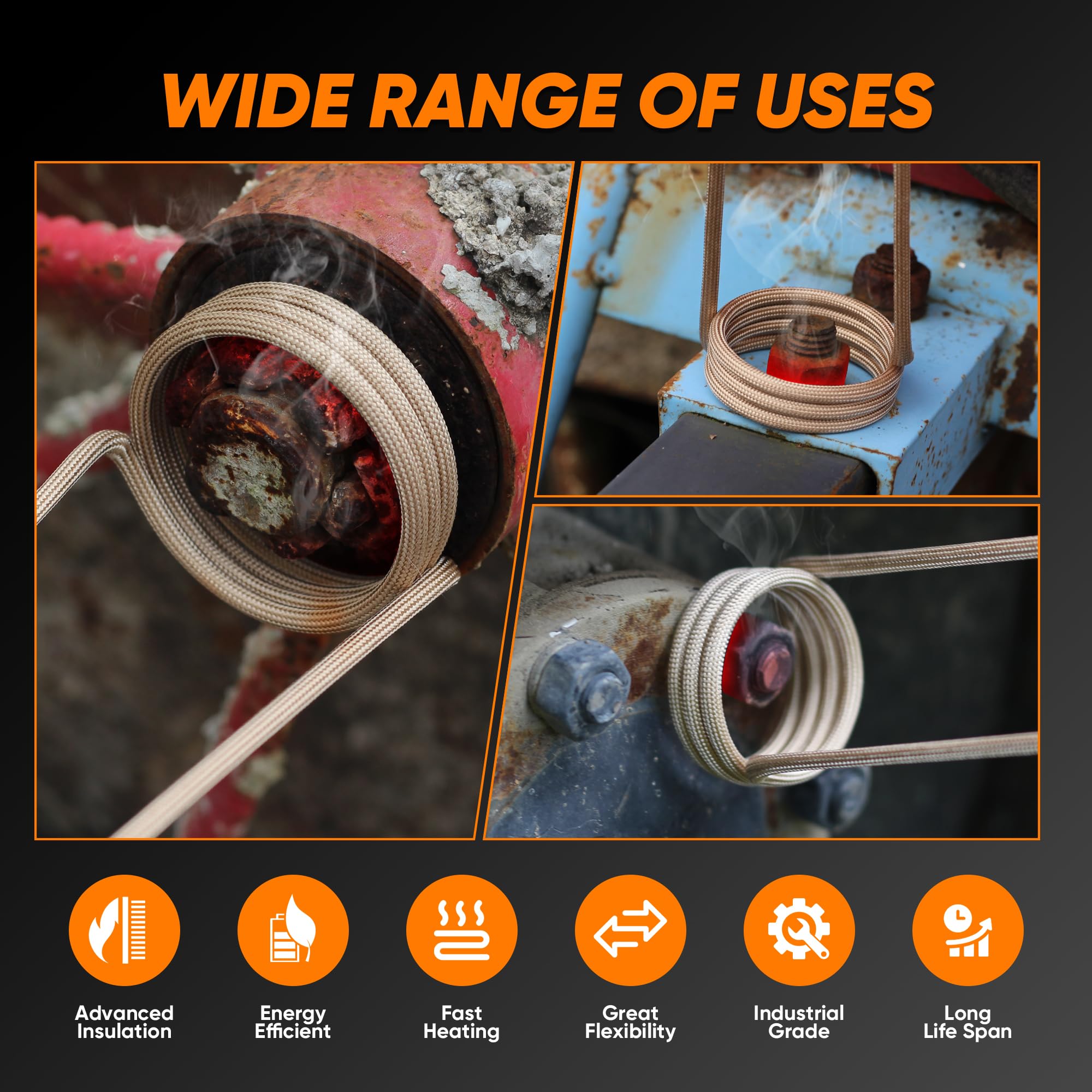 Solary Induction Bolt Heater Tool rust removal scenario for easier loosening