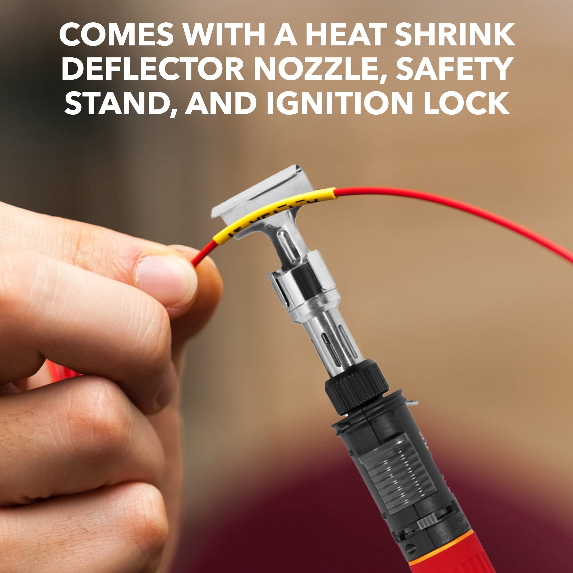 Solder-It Red Ultra Therm heat gun beside heat shrink tubing