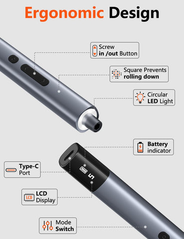 Soleilwear cordless precision screwdriver with compact frame and handy battery