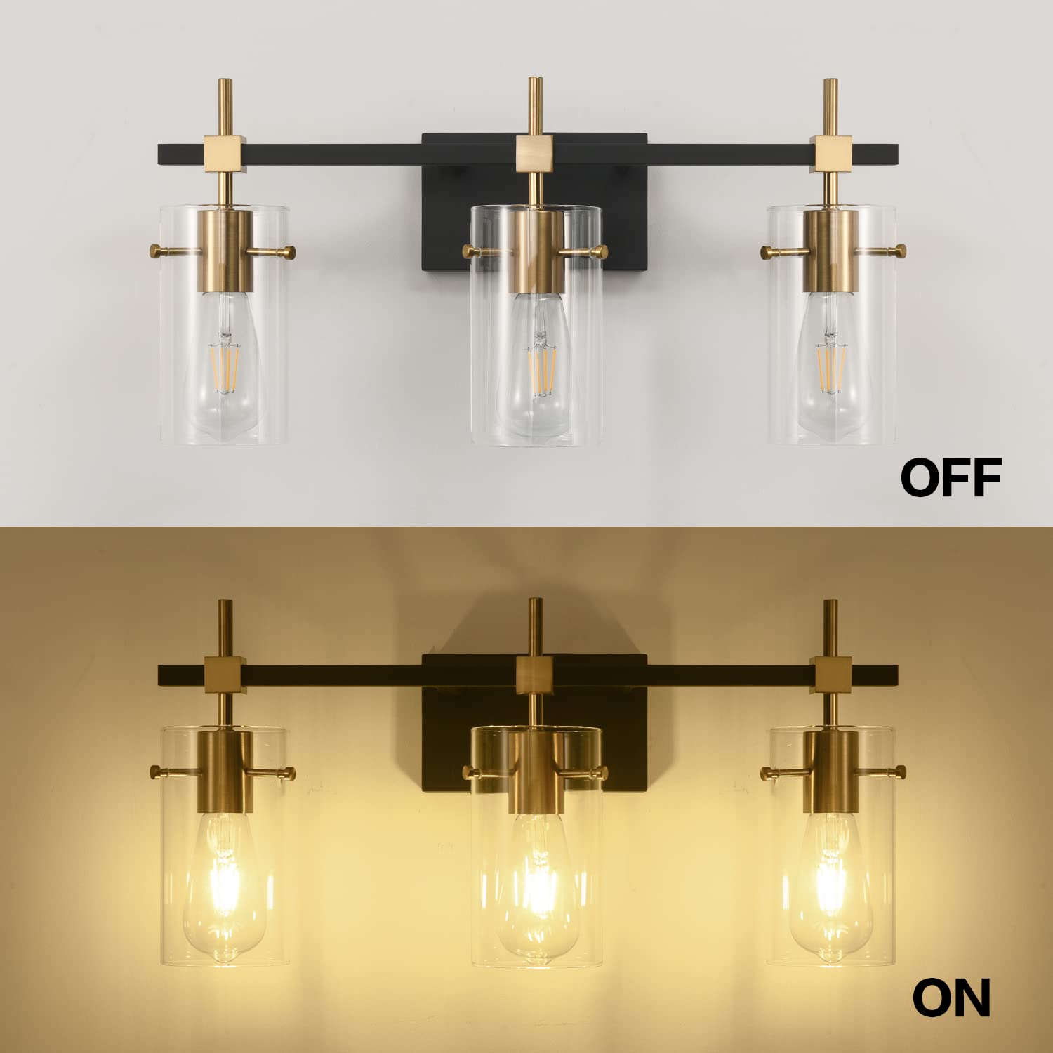 Solfart vanity light easy to clean and maintain with tempered glass shades.