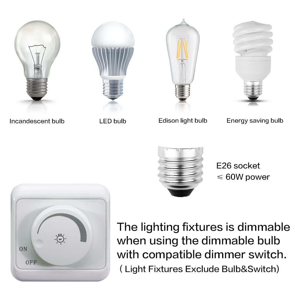 Solfart dimmable vanity light compatible with dimmable bulbs and switches.