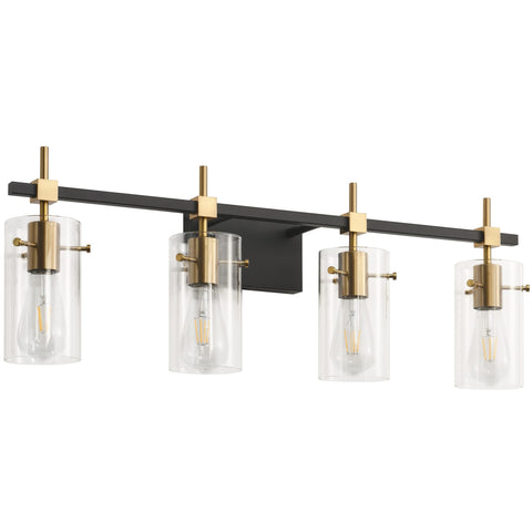 SOLFART farmhouse brass bathroom light over mirror with glass shade for vintage-style illumination