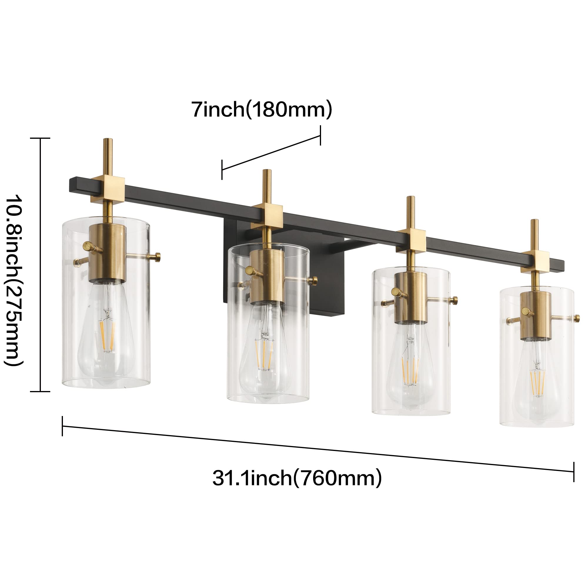 SOLFART glass shade bathroom light highlights vanity with even, soft glow
