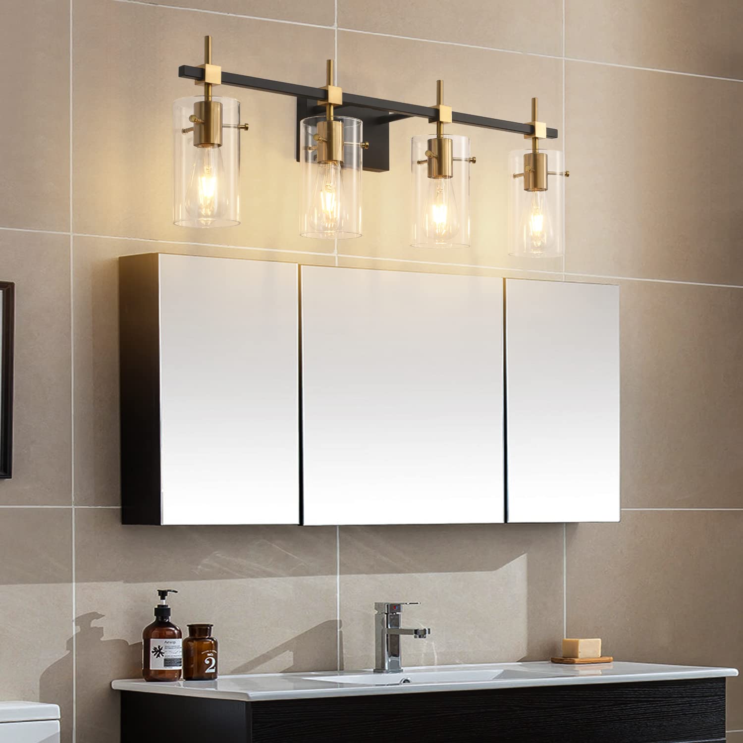 SOLFART over-mirror light adds chic ambiance to hallways or powder rooms