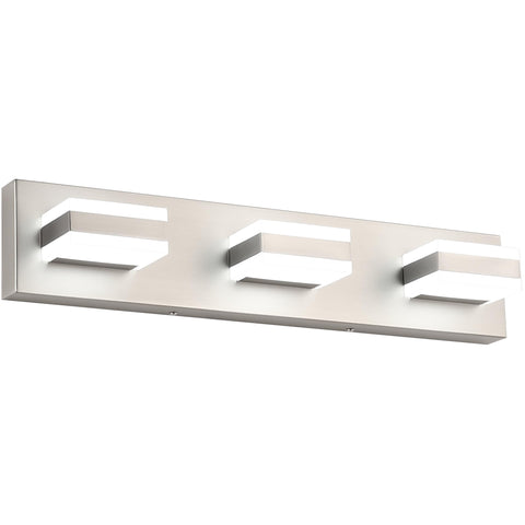 SOLFART 3-light vanity light over mirror in brushed nickel for bright bathroom illumination.