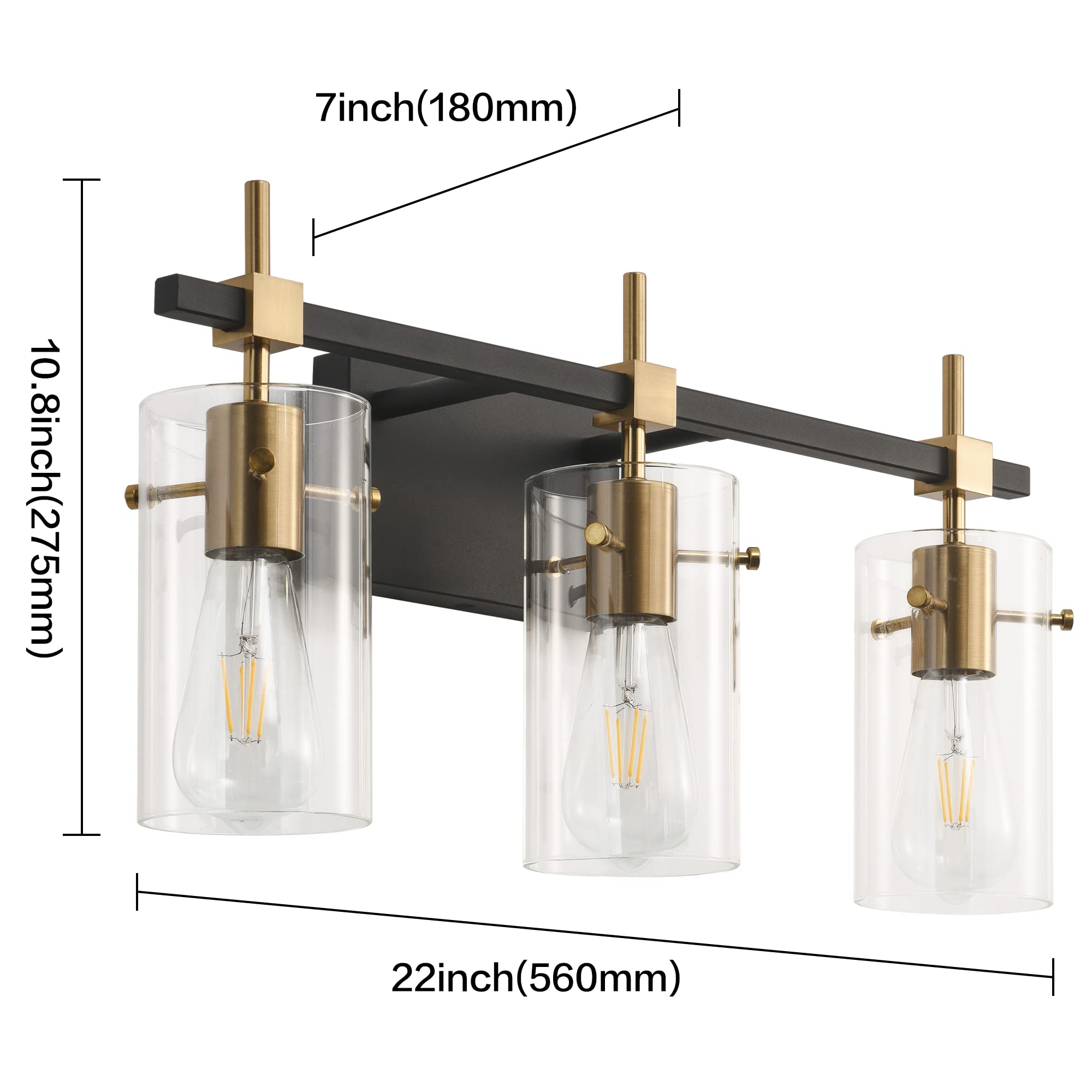 Solfart vanity light close-up showing clear glass shades and refined finish.