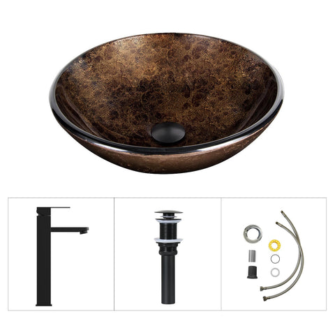 SOLIDEE artistic vessel sink brown pattern detail emphasizes hand-painted artistry contributing to unique bathroom character.