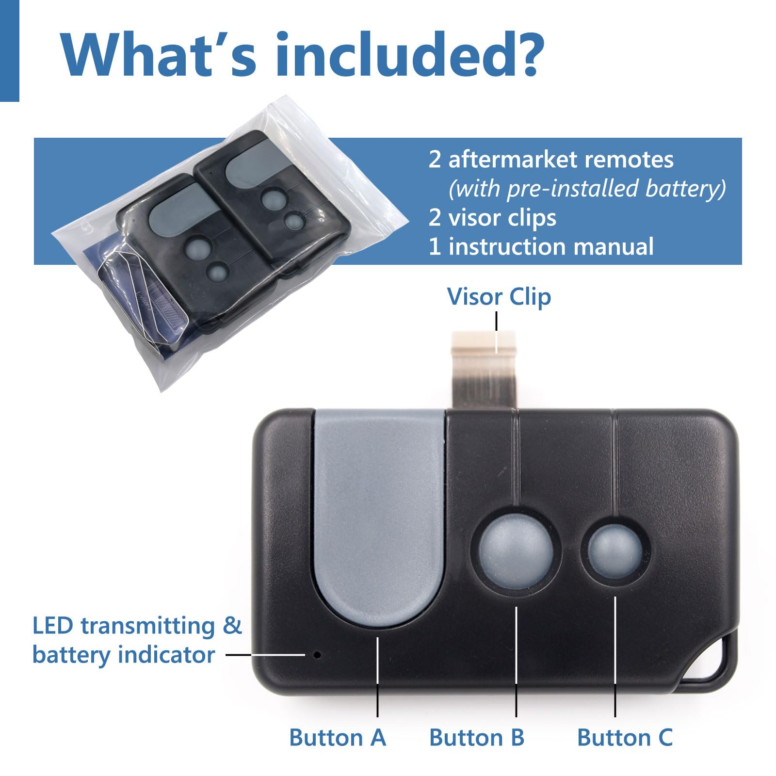 Solidremote remote with red learn button for secure compatibility with classic openers.