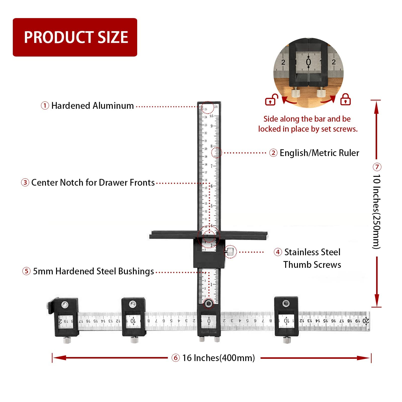 Solike aluminum alloy ruler-scale for accurate handle hole positioning