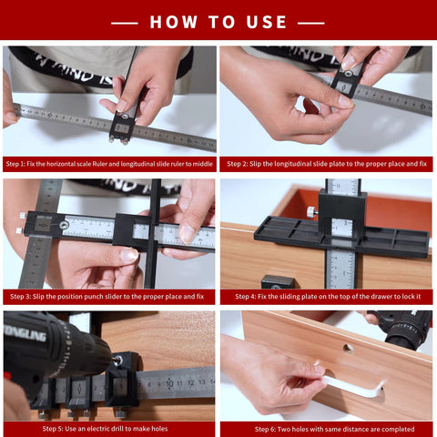 Solike jig installed on cabinet door for quick handle alignment