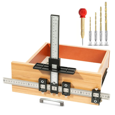 Solike cabinet hardware jig with automatic center punch for precise hole alignment