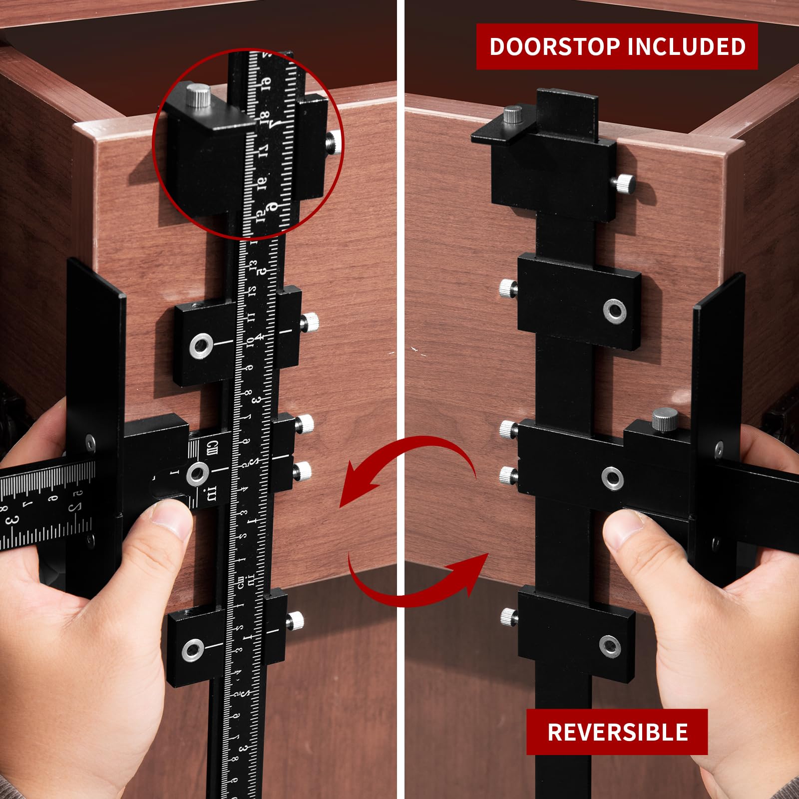Drilling template for cabinet hardware ensures quick, accurate hole placement