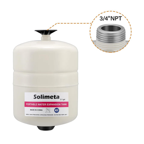 Solimeta expansion tank side view highlighting compact profile for tight spaces.