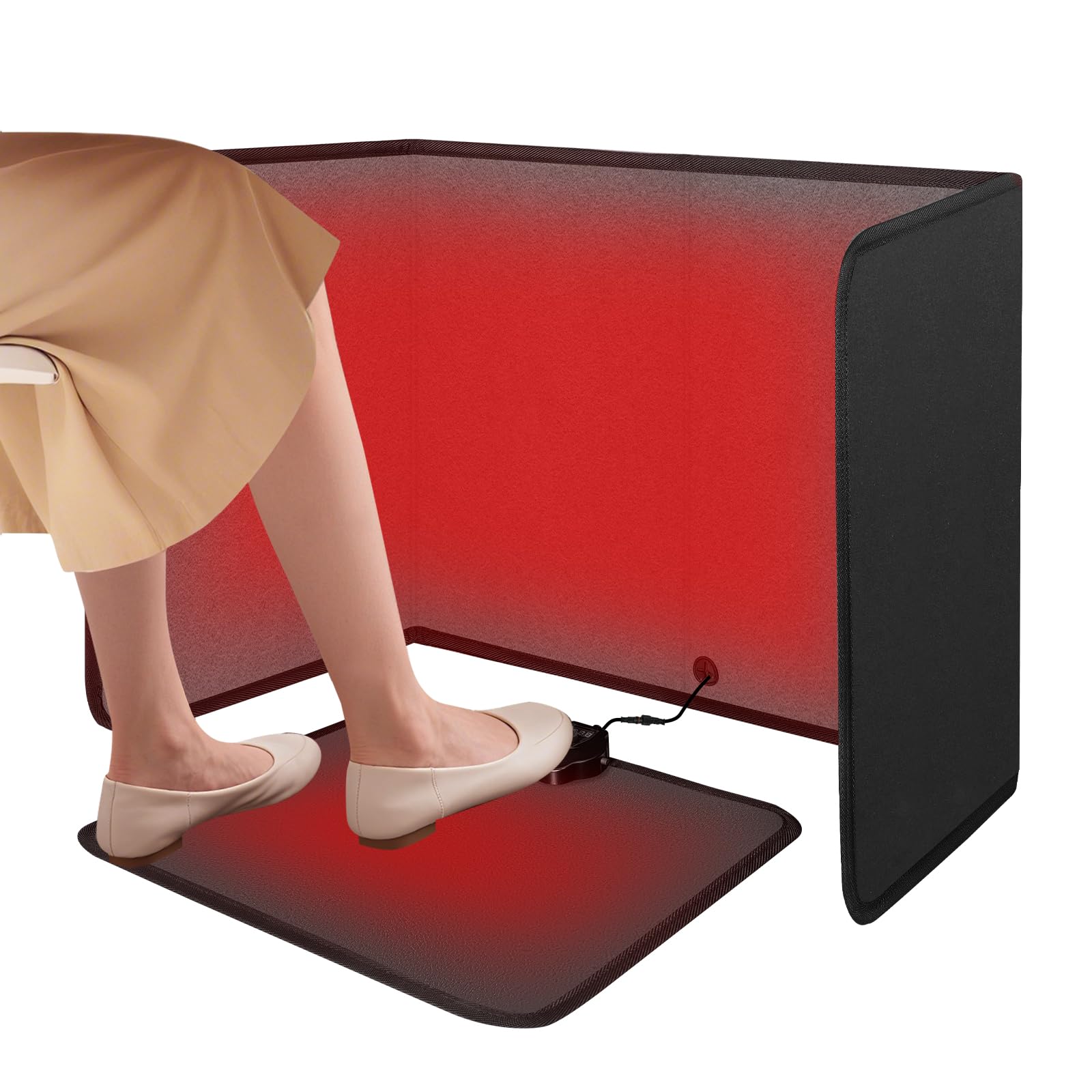 SoliSnug under-desk heater foldable front view delivers quiet, space-saving warmth