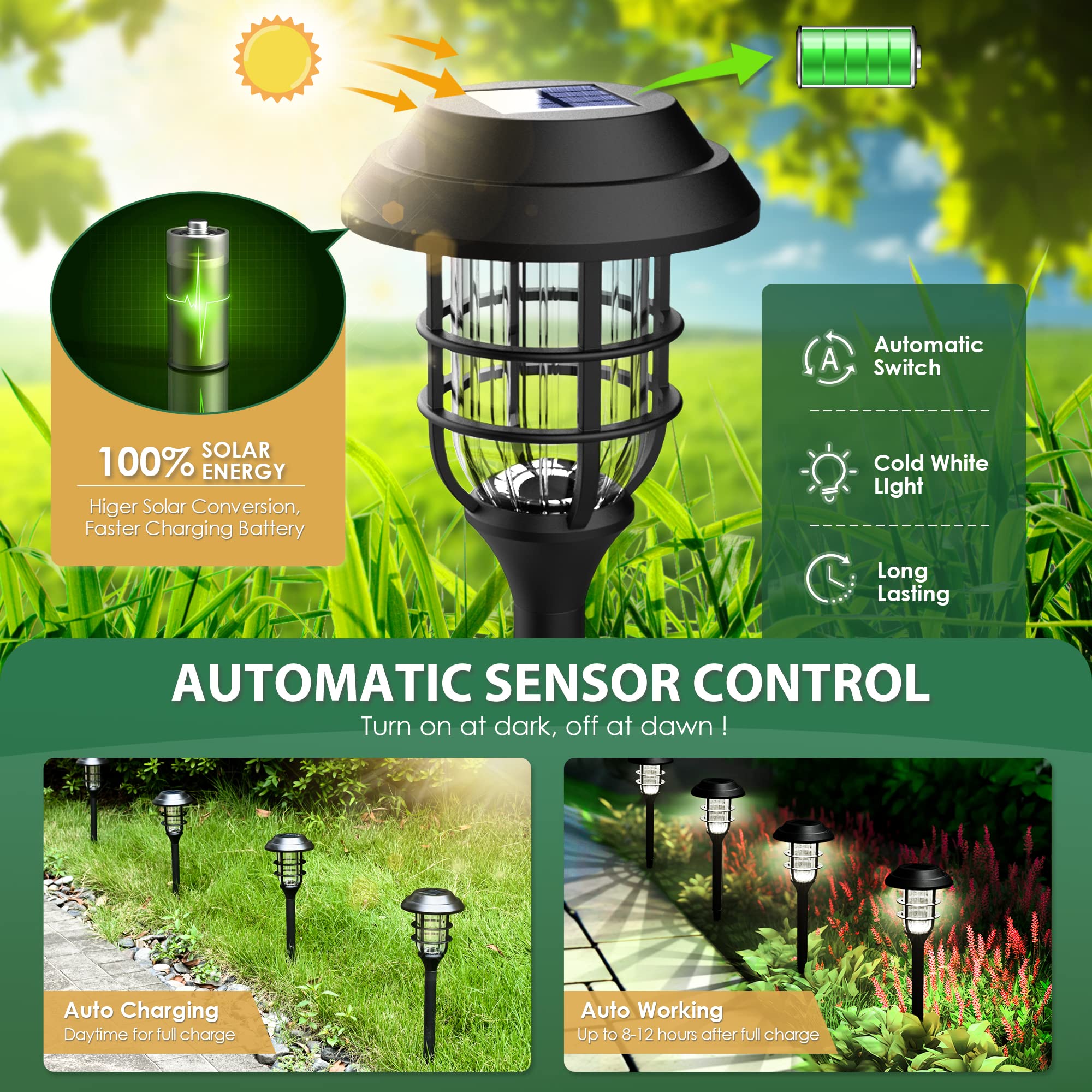 SOLPEX pathway lights provide bright illumination for garden paths