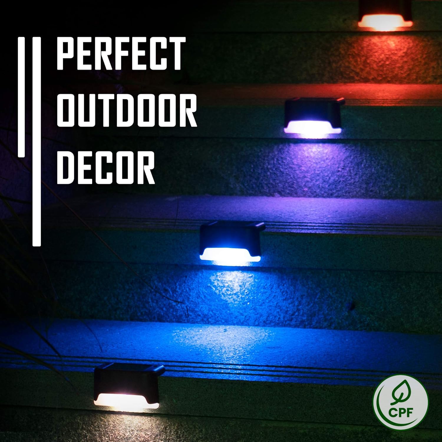 SOLPEX deck light on stairs highlights safety while adding decorative glow.