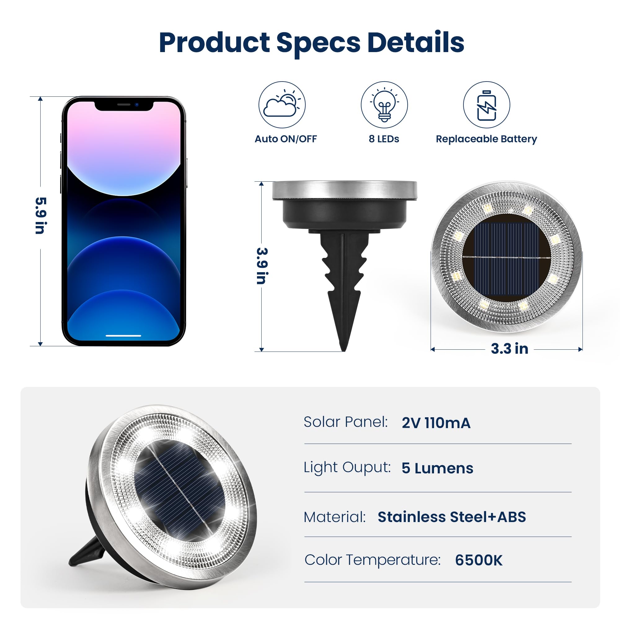 Solpex deck-mount solar light adds durable ambiance.