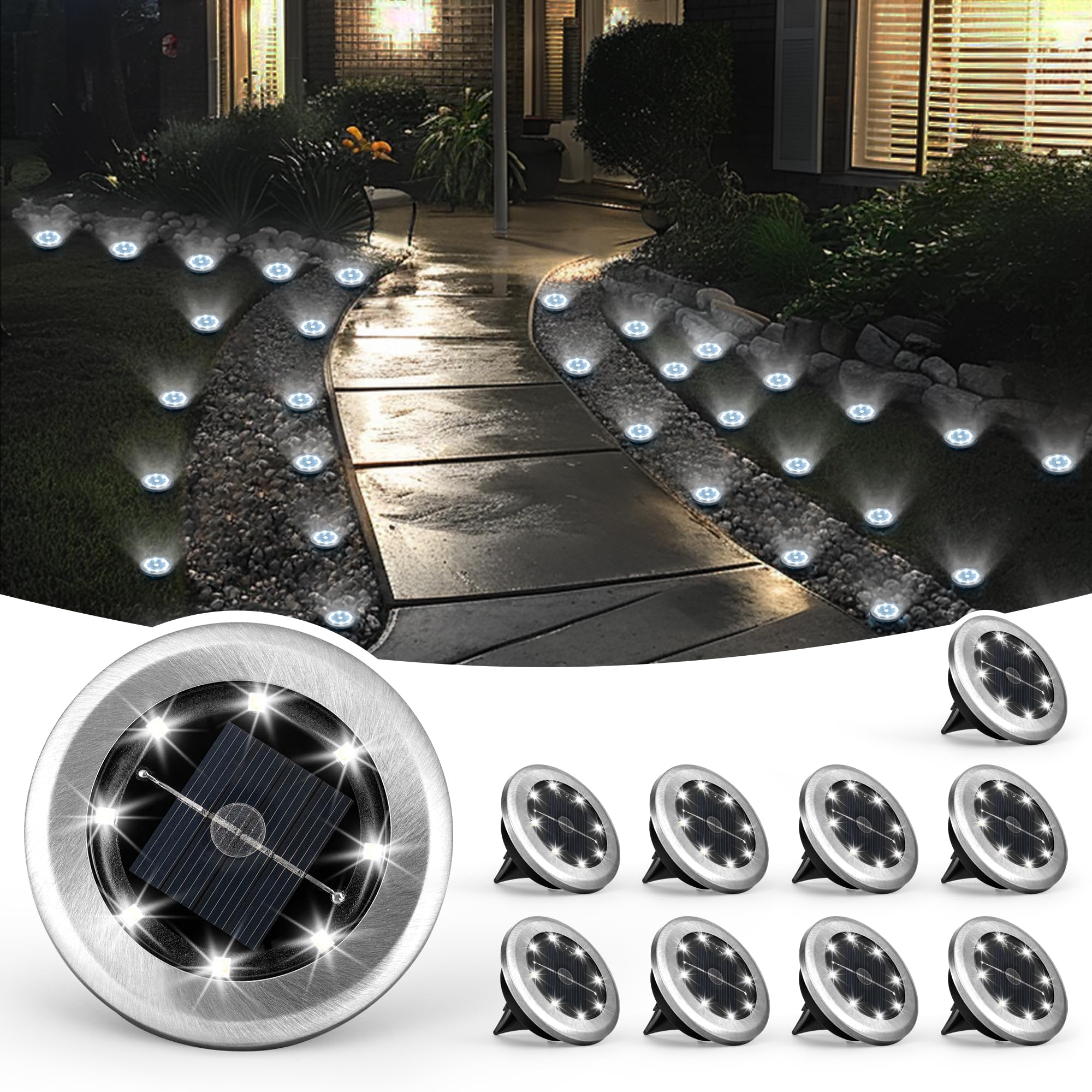 SOLPEX mini solar ground light illuminates a soft ambient pathway for stylish outdoor spaces