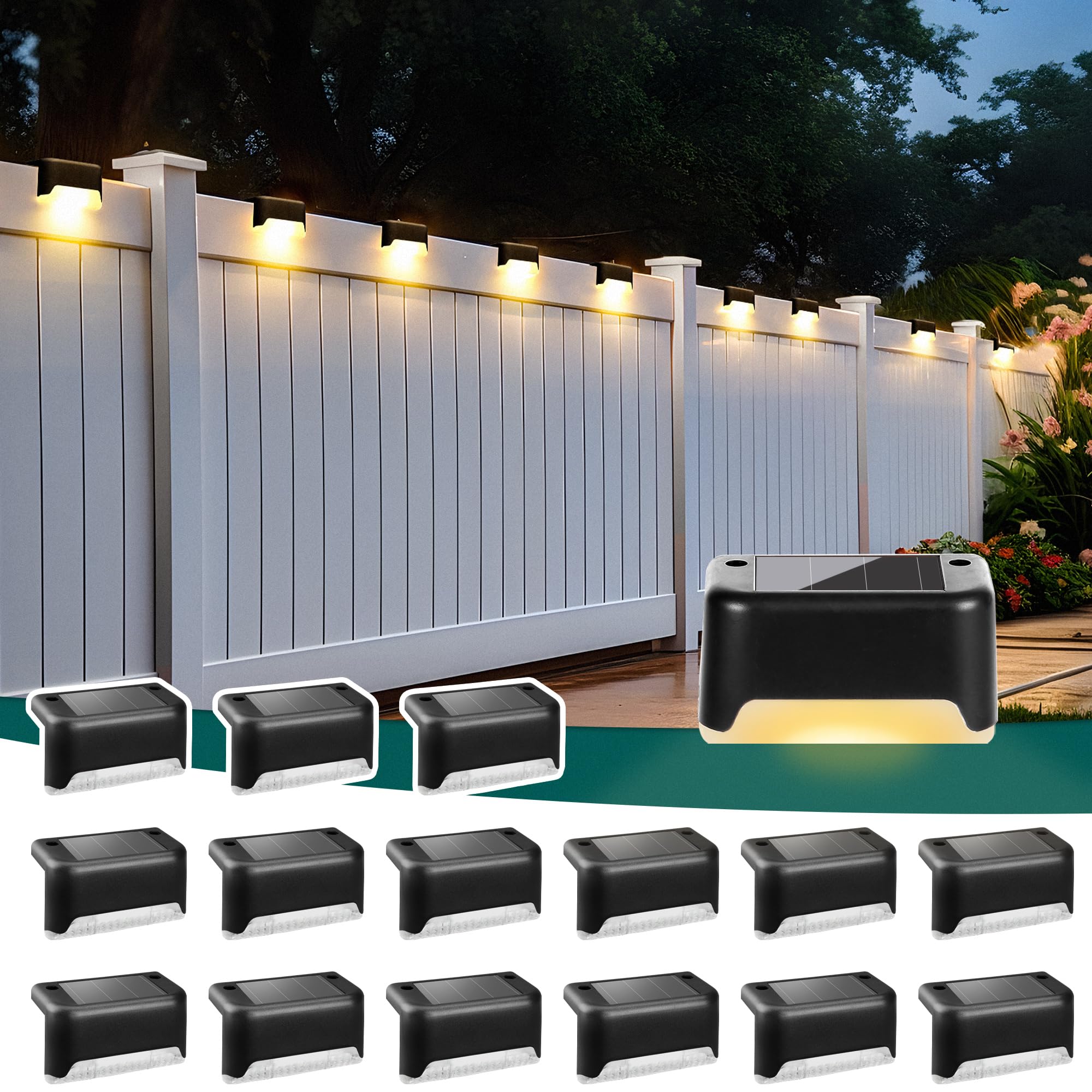 SOLPEX solar deck light on stairs delivering warm safety illumination
