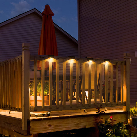 SOLPEX deck lights along fence provide ambient light and visibility.