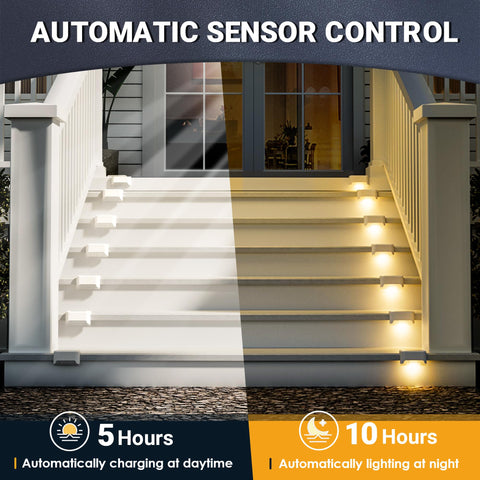 SOLPEX solar fence light brightening a deck edge for evening