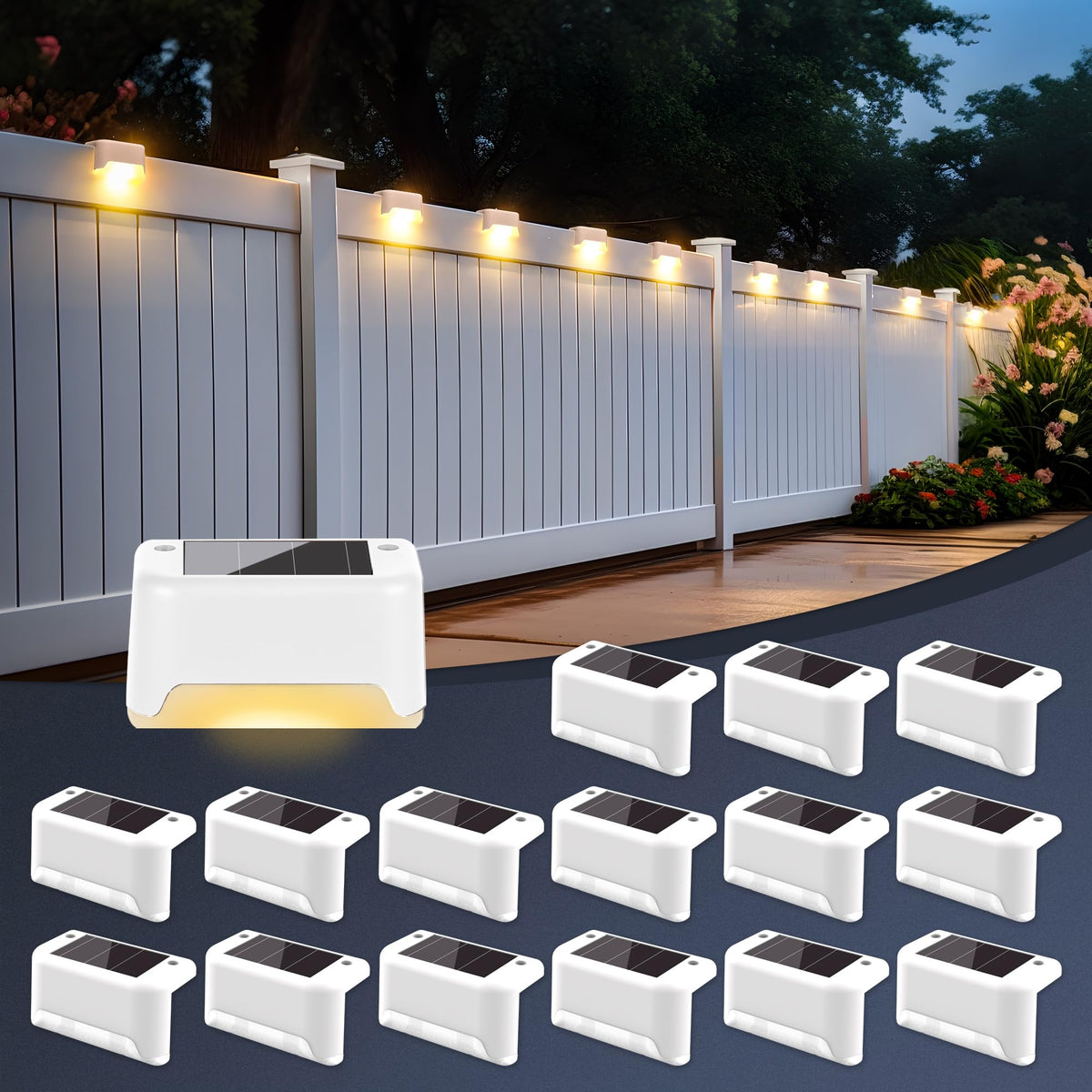 SOLPEX solar fence light lighting outdoor steps with warm glow