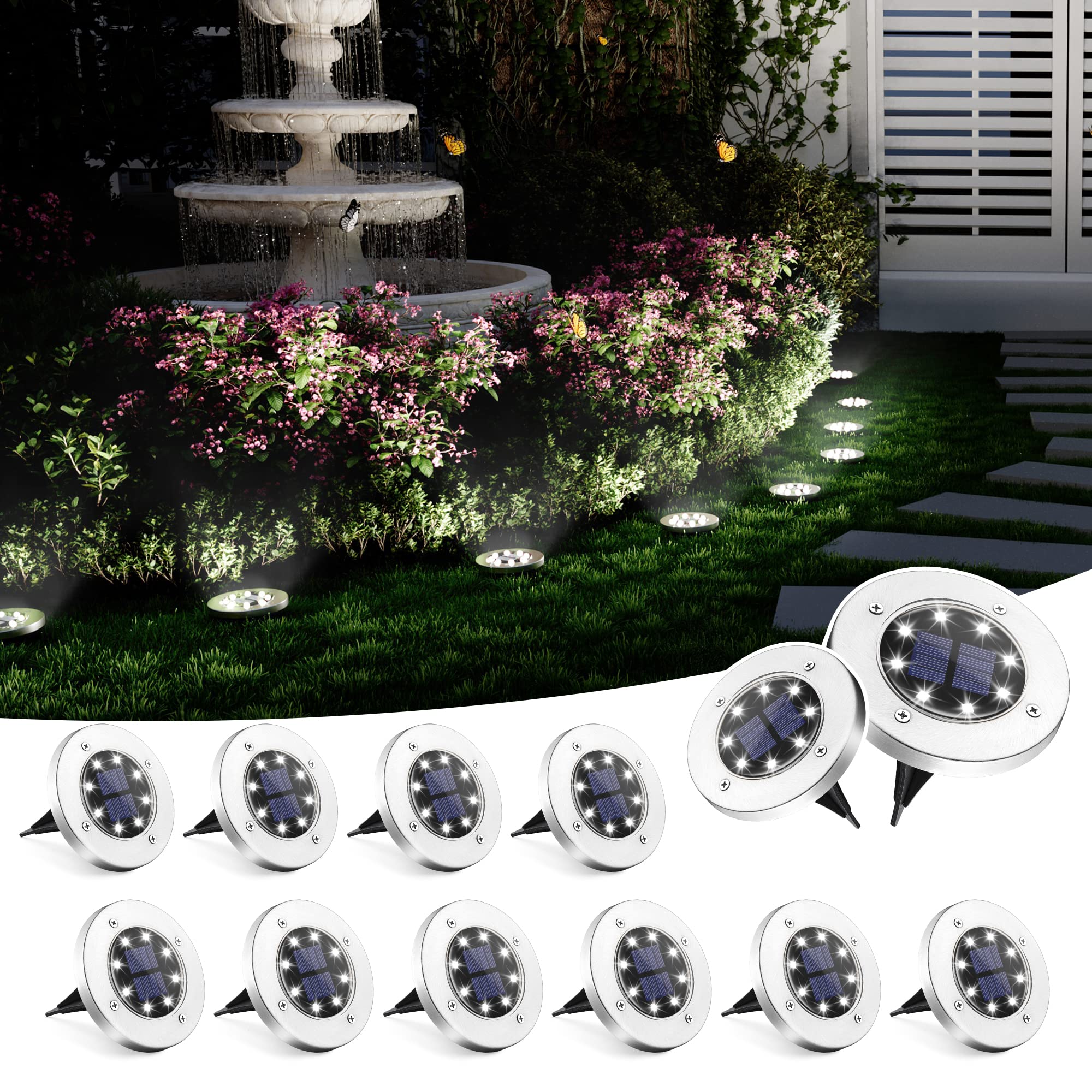 SOLPEX solar ground light with 8 LEDs brightens walkways safely