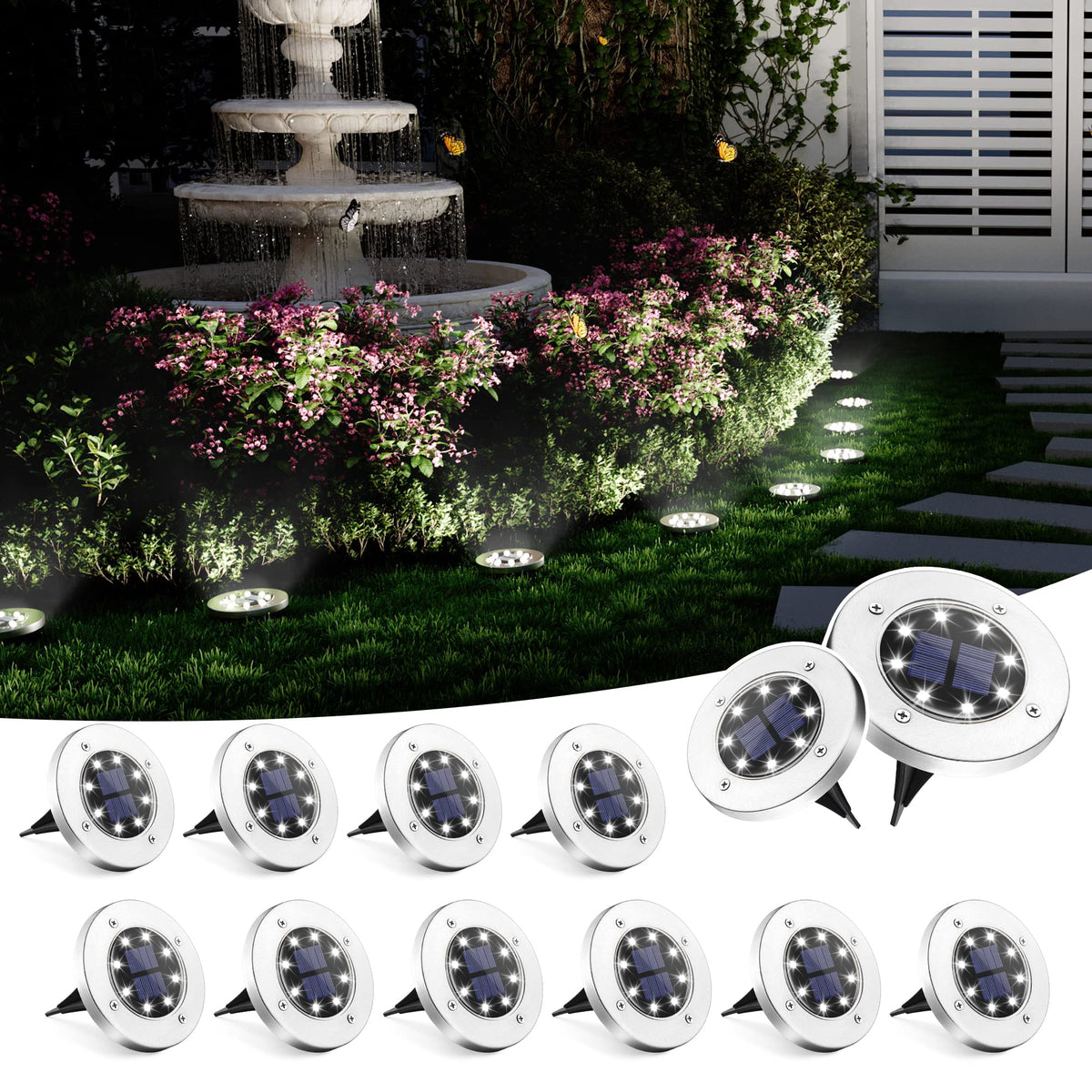 SOLPEX solar ground light with 8 LEDs brightens walkways safely
