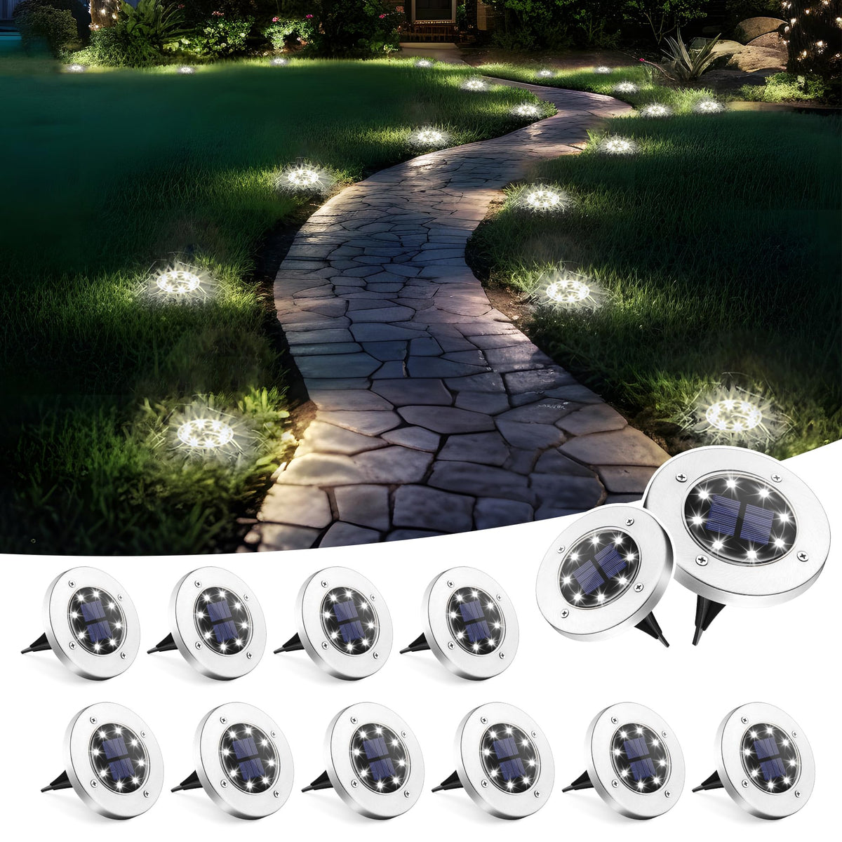 SOLPEX solar ground light pathway for safe nighttime navigation and curb appeal.