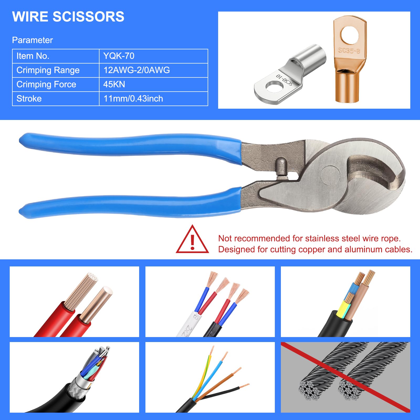 Solsop cable cutters included streamline prep of copper and aluminum cables