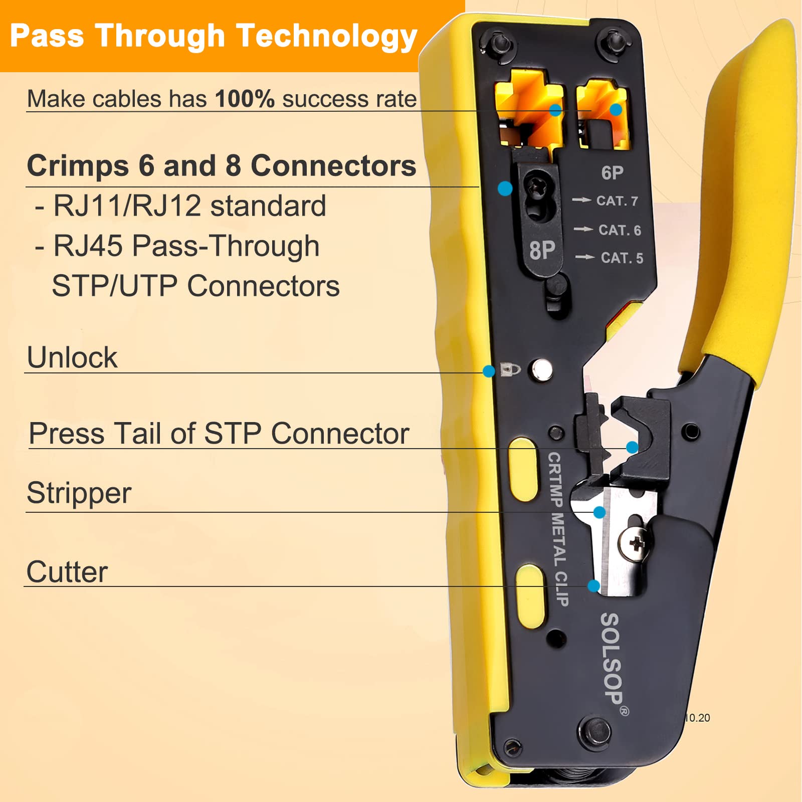 Solsop network cable tester with up to 300 m range for quick verification.