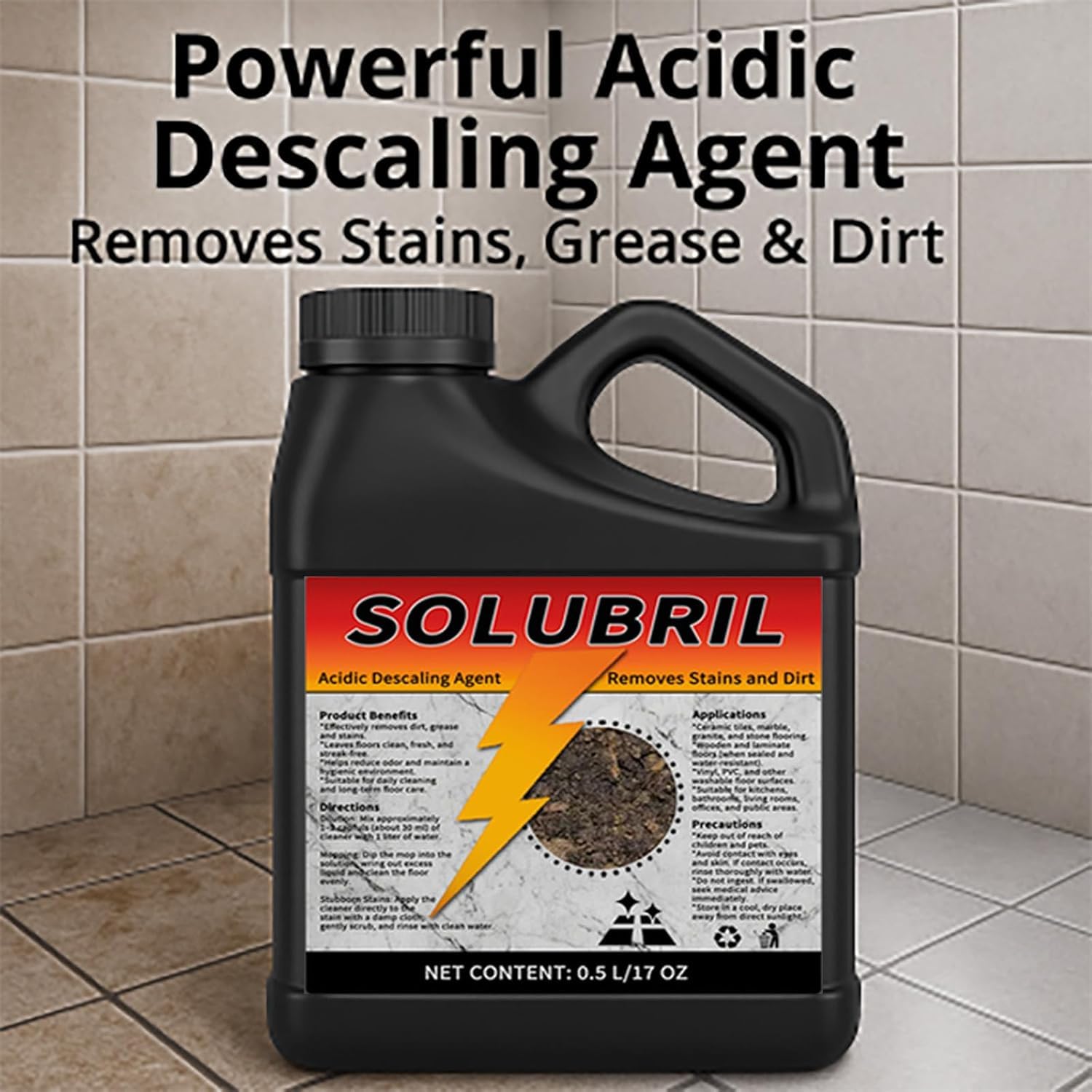 SOLUBRIL TILE Original application on grout brightens lines with less scrubbing.
