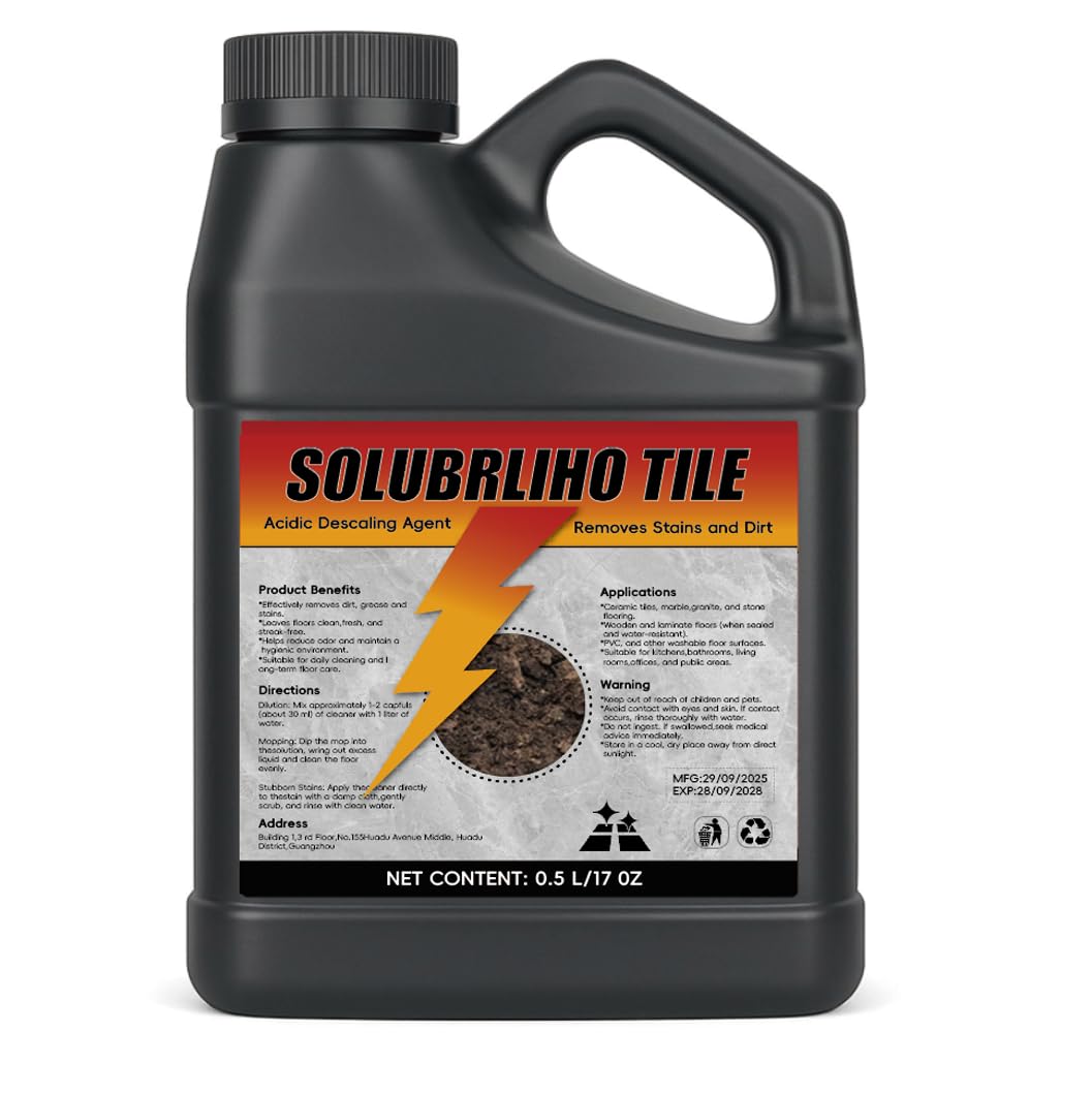 Solubrliho Tile bottle pour demonstrates concentrated cleaning power for grout