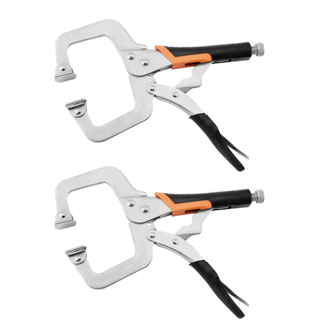 SOLUDE 11-Inch locking pliers with secure clamp for woodworking tasks.